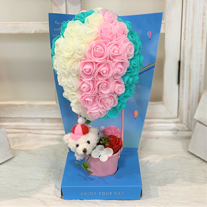 シャボンフラワー 気球にのったくまさん インテリア 雑貨 石鹸 どうぶつ 実用性 プレゼント 贈り物 母 お母さん 彼女 女友達 かわいい 