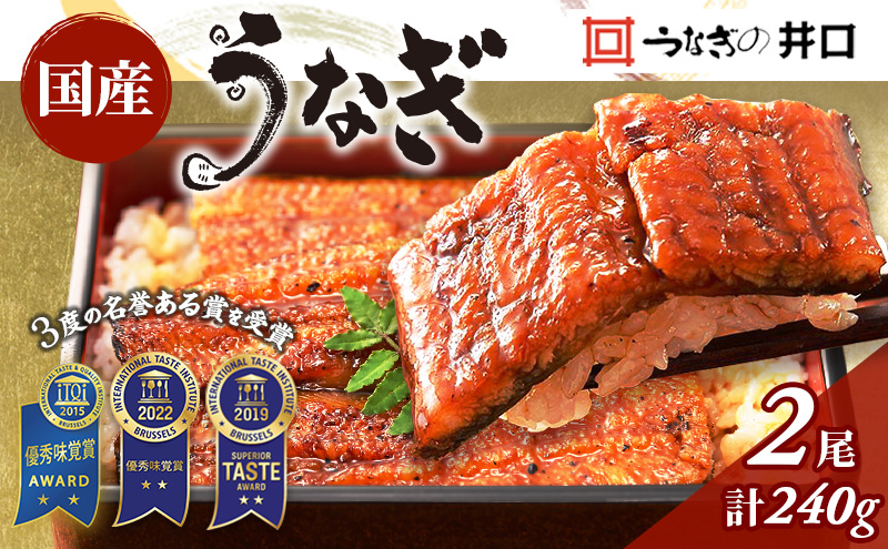 国産うなぎ 蒲焼き 2尾 (120g×2尾) 山椒 たれ セット 詰め合わせ うなぎの井口 国産ウナギ 国産 うなぎ 鰻 蒲焼き うなぎの蒲焼 鰻の蒲焼き 小分け おすすめ 贈答用 ギフト 冷蔵 静岡 静岡県 浜松市 【配送不可：離島】