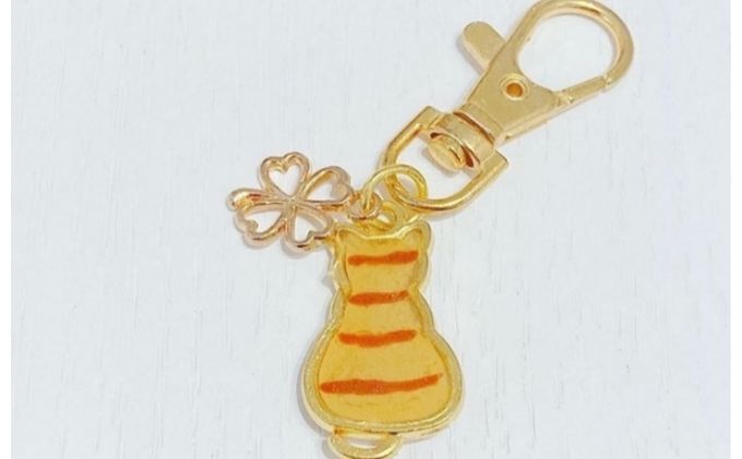 備中松山城猫城主さんじゅーろーレジンキーホルダー＆ポストカード 雑貨 小物 オス猫 セット 名物 地域 どうぶつ アニマル 猫グッズ 猫モチーフ ハンドメイド 保護猫 