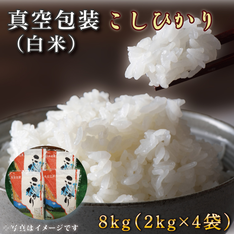 ★真空包装★R7年産こしひかり 8kg(2kg×4袋)【白米】｜米 こめ お米 コシヒカリ こしひかり 真空 真空包装 白米 人気 個包装 茨城県 行方市 送料無料(CZ-8-2)
