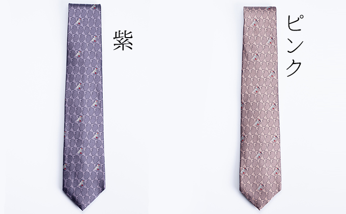 石川の朱鷺ネクタイ ファッション 小物 スーツ小物 石川県の形 モチーフ 土産用 贈答用 箱と手提袋付き 動物 鳥 柄 柄物 柄物ネクタイ 