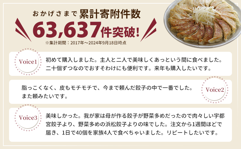 静岡県浜松市のふるさと納税 浜松餃子 80個 (20個×4袋) セット 詰め合わせ 餃子のたれ 小袋 知久屋 国産 ぎょうざ 餃子 ギョーザ 冷凍餃子 冷凍ギョーザ 工場直送 ヘルシー あっさり 惣菜 中華 点心 静岡 静岡県 浜松市 【配送不可：離島】