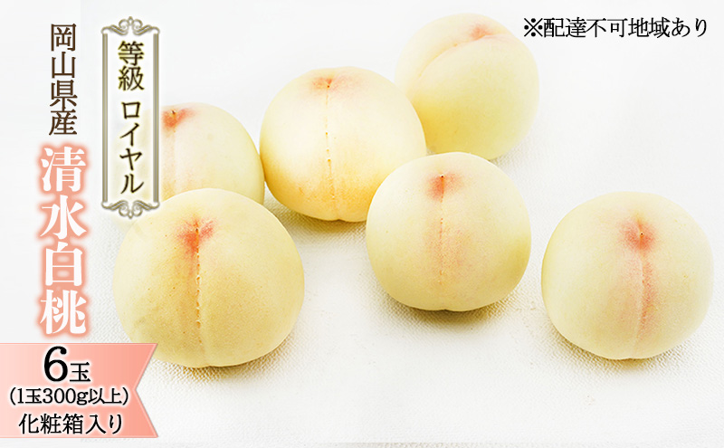 桃 2026年 先行予約 清水 白桃 6玉（1玉300g以上） 等級： ロイヤル 化粧箱入り もも モモ 岡山県産 国産 フルーツ 果物 ギフト 糖度12.0度以上 スイーツ 