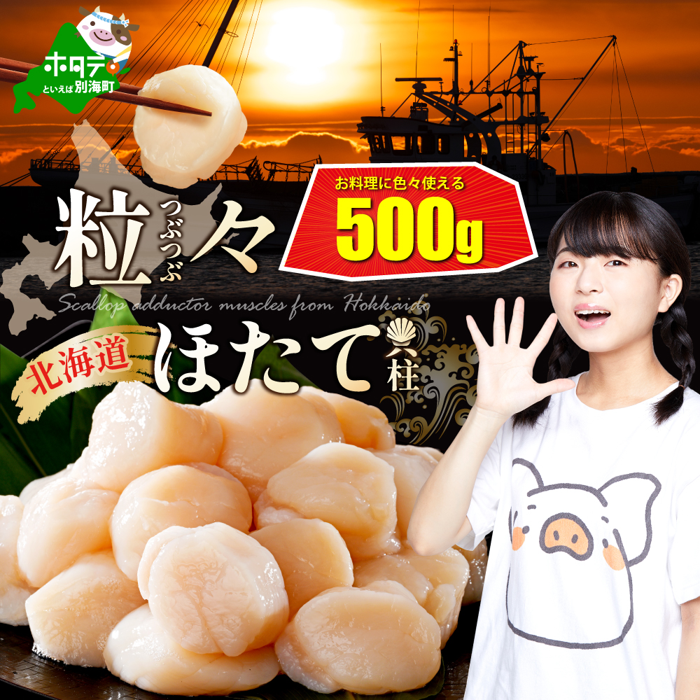 【訳あり】北海道 野付産 ほたて 500g