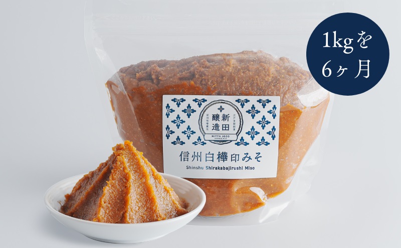 信州白樺印みそ 1kg（毎月1ヶ×6ヶ月コース） 味噌 信州みそ 定期便 調味料 みそ汁 