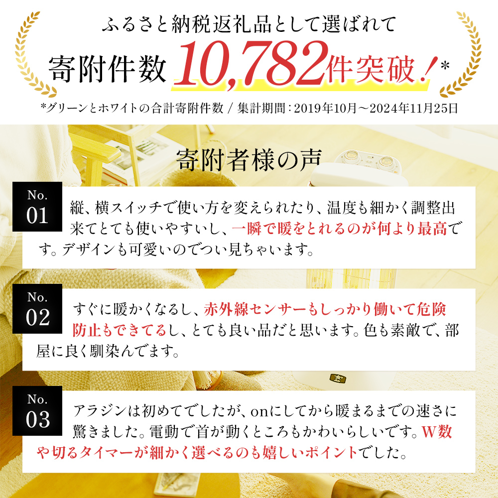 アラジン ストーブ グラファイトヒーター 2灯 白 CAH-2G10G