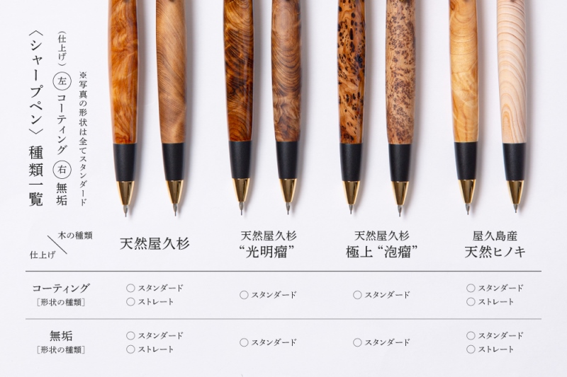 屋久島産【天然ヒノキ】シャープペンシル・ストレートタイプ(0.5mm)1本 〈 ペン 文具 文房具 シャーペン ギフト 贈答 プレゼント 工芸品〉 