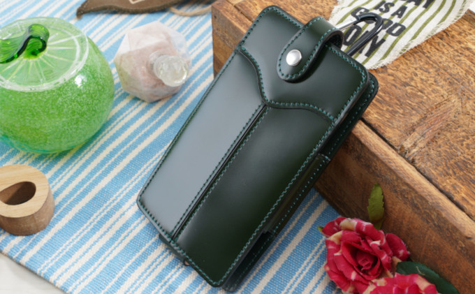 コードバン スマホケース(グリーン)｜北海道 滝川市 馬革 革 革製品 スマホケース ケース iphone6+ スマホ入れ