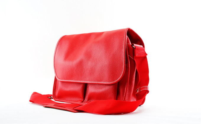 牛革 メッセンジャーバック大(赤)
