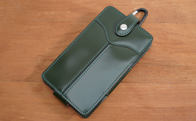 コードバン スマホケース(グリーン)｜北海道 滝川市 馬革 革 革製品 スマホケース ケース iphone6+ スマホ入れ