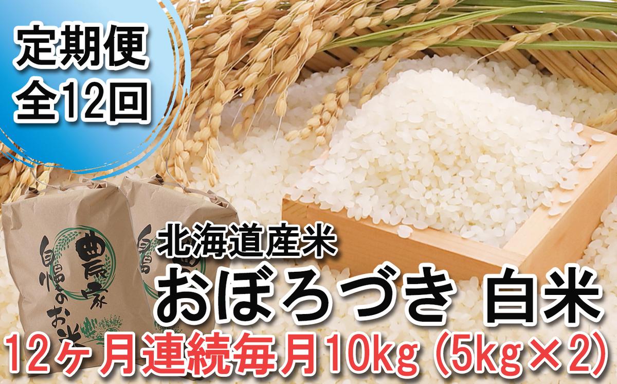 ＜ 定期便 12回 ＞ 北海道産 希少米 おぼろづき 白米 計 10kg (5kg×2)  毎月 12回