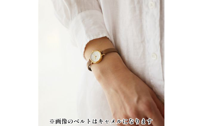 すみだ北斎美術館オリジナル 北斎 新形小紋帳 輪ちがい麻の葉 腕時計レディース ゴールド ファッション小物 シンプル デザイン 伝統素材 手作業 7mm幅 女性標準サイズ 