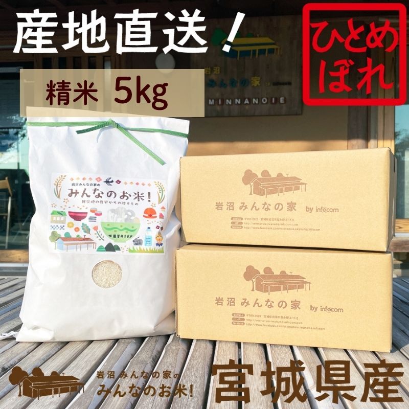 宮城県岩沼市のふるさと納税 米 ひとめぼれ 5kg 岩沼みんなの家 みんなのお米! 精米 お米 白米 単一原料米 ブランド米 東北 震災 支援 こめ コメ おこめ ご飯 ごはん 5キロ 産地直送 送料無料 宮城県産 宮城 宮城県 岩沼市