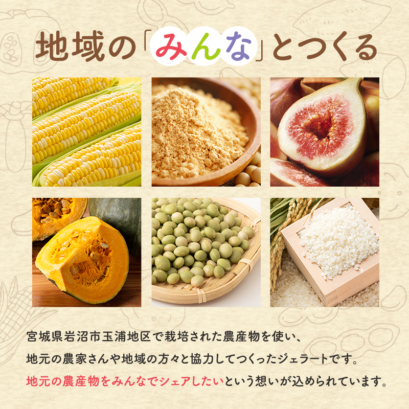 宮城県岩沼市のふるさと納税 アイス みんなのジェラート 12個 詰め合わせ セット 岩沼みんなの家 ジェラート お米 ずんだ さつまいも とうもろこし かぼちゃ 食べ比べ アイスクリーム 氷菓 スイーツ デザート おやつ ヘルシー 東北 震災 支援 冷凍 冷凍配送 宮城 宮城県 岩沼市
