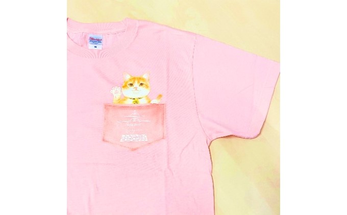 【岡山県高梁市】猫城主 さんじゅーろTシャツ(ピンク) ファッション 猫グッズ 猫T コットン100% 猫柄 猫好き 普段使い お出かけ