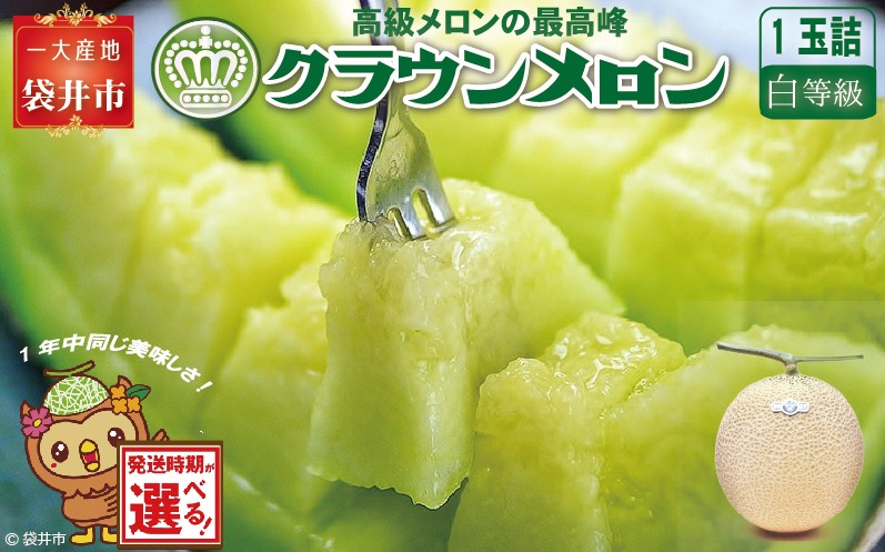 【静岡県袋井市】★発送月選択できる返礼品★ 『クラウンメロン(白上級)1玉』  メロン 人気 厳選 ギフト 贈り物 デザート グルメ 袋井市