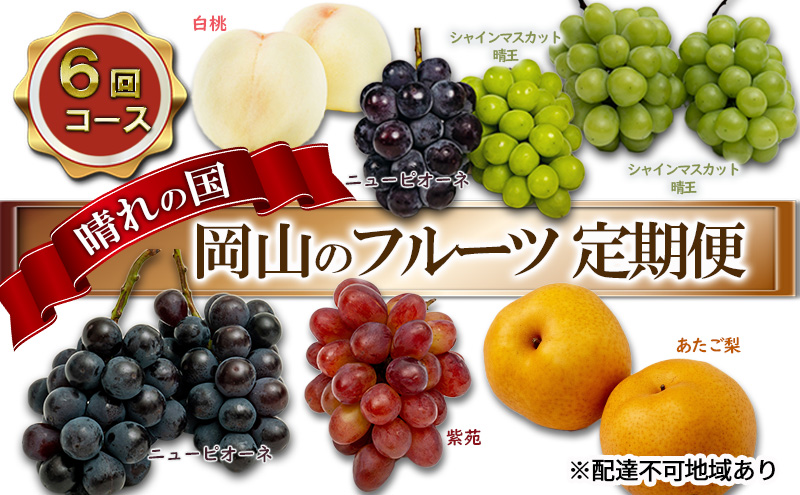 フルーツ 2026年 先行予約 晴れの国 岡山 の フルーツ 定期便 6回コース 桃 ぶどう 梨 岡山県産 国産 フルーツ 果物 ギフト マスカット 