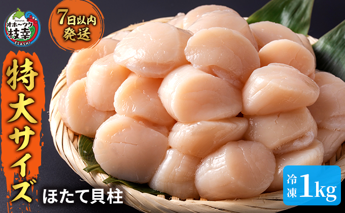 特大ジャンボほたて貝柱！たっぷり1kg 【枝幸ほたて】海洋食品【 冷凍