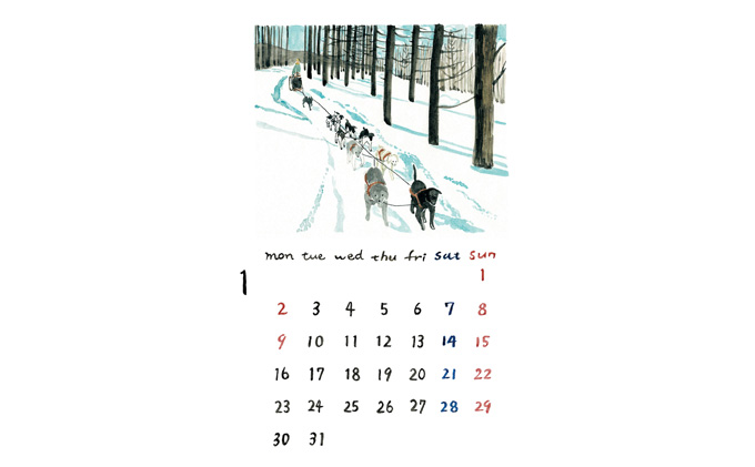 2023 カレンダー ソラプチの12ヵ月 北海道 南富良野町 カレンダー ソラプチ イラスト 贈り物 ギフト インテリア 水彩 季節の移り変わり 