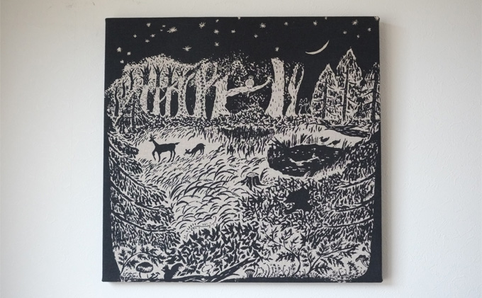 『夜の森』ファブリックパネル 北海道 南富良野町 ファブリック パネル インテリア デザイン プリント 贈り物 ギフト 