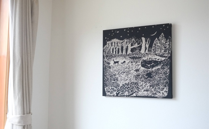 『夜の森』ファブリックパネル 北海道 南富良野町 ファブリック パネル インテリア デザイン プリント 贈り物 ギフト 