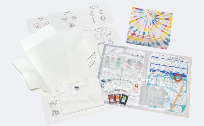 タイダイ染めオリジナルTシャツ作成キット　Lサイズ 5パターンから1つ選択可能　【自分探求、おひとり様キット】 ファッション 自宅 タイダイ染めキット 体験キット 思い出 おうち時間 