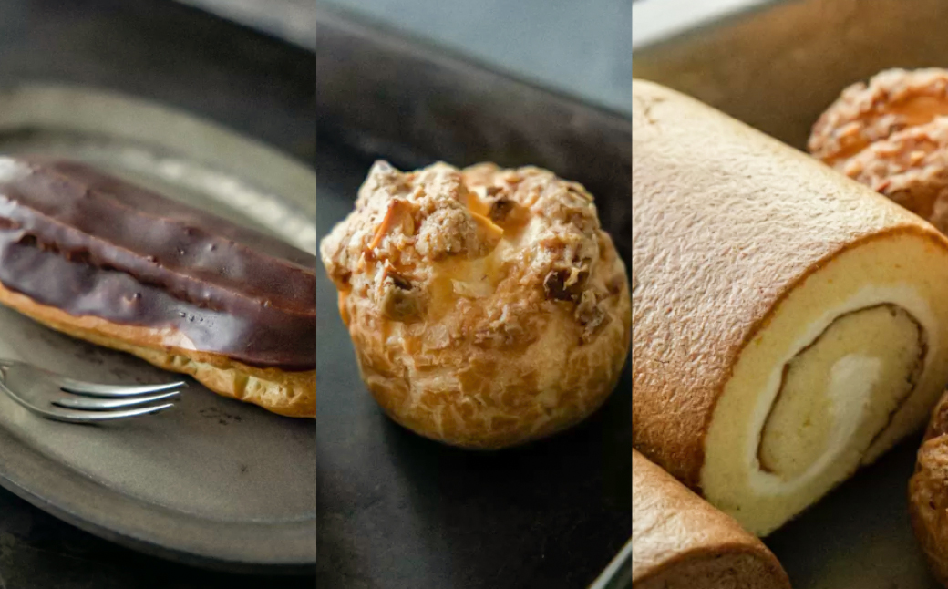 弁天堂人気のスイーツセット　クッキーシュー・エクレア・ロールケーキを詰め合わせたご褒美デザート