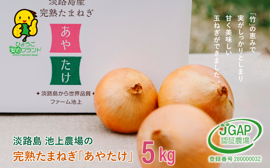 淡路島　池上農場の完熟たまねぎ「あやたけ」5kg　　[玉ねぎ 玉葱 タマネギ 玉ねぎ 淡路島産 玉ねぎ 玉ねぎ 玉ねぎ 玉ねぎ]