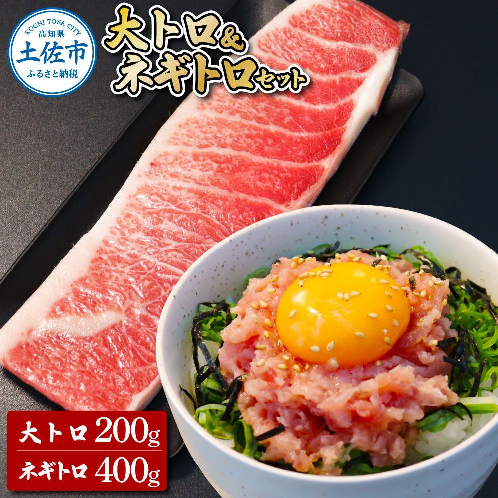 【高知県土佐市】本鮪 大トロ200g ネギトロ400g(200g×2) ねぎとろ マグロ まぐろ 大とろ 本まぐろ 天然 刺身 刺し身 魚 海鮮 魚介 海鮮丼 ネギトロ丼 お寿司 おかず おつまみ 惣菜 簡単 時短