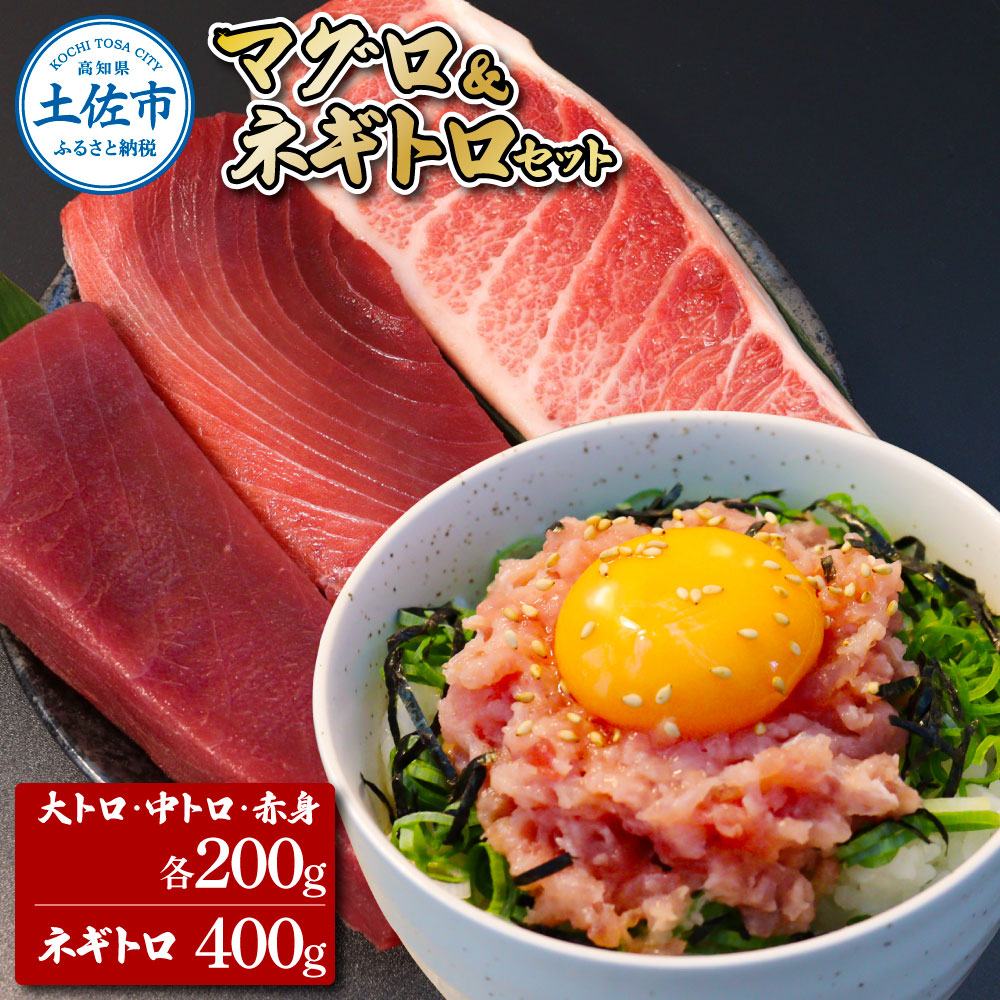 【高知県土佐市】本鮪 大トロ・中トロ・赤身各200g ネギトロ400g(200g×2) ねぎとろ マグロ まぐろ とろ 本まぐろ 天然 刺身 刺し身 魚 海鮮 魚介 海鮮丼 ネギトロ丼 お寿司 おかず おつまみ 惣菜