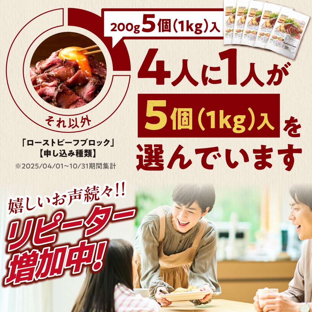 北海道石狩市のふるさと納税 北海道産牛 ローストビーフブロック【200g×2個入】