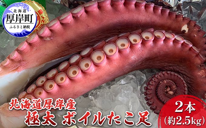 北海道 厚岸産 極太 ボイルたこ足 2本（約2.5kg） 魚介類 海鮮 海の幸 刺身 タコ焼き タコ飯 アヒージョ ミズダコ 真蛸 真空包装 急速冷凍 歯ごたえ 旨み 低糖質 低カロリー 