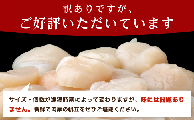 北海道厚岸町のふるさと納税 北海道 訳あり 冷凍 帆立 貝柱 1.1kg ホタテ 海鮮 ほたて 玉冷 お得 厚岸
