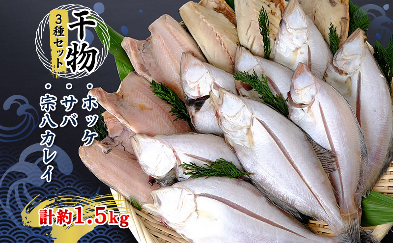 干物3種セット(ホッケ・サバ・宗八カレイ) 計約1.5kg ※2024年2月より順次出荷 魚貝類 鯖 