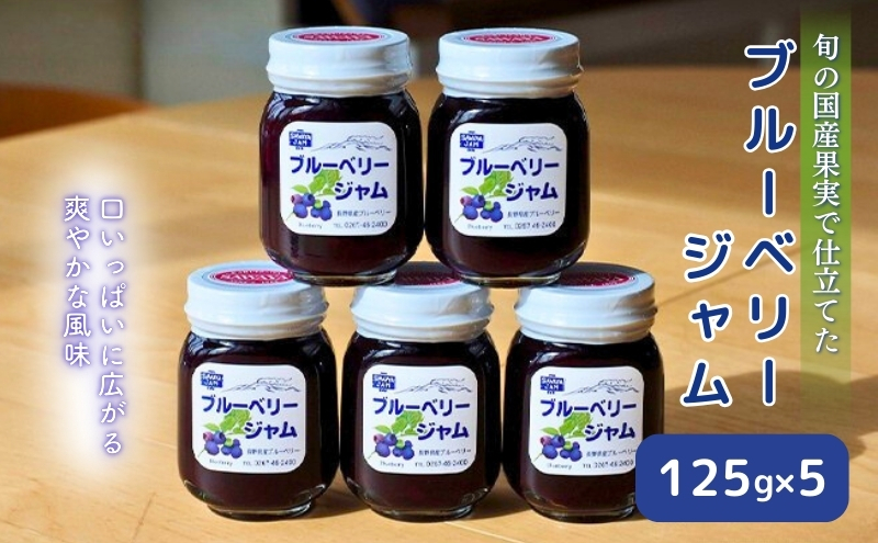 【長野県小諸市】ジャム ブルーベリー 125g 5本 セット 信州小諸産 長野 加工品 フルーツ 果物