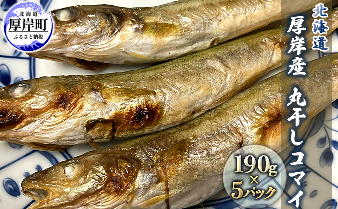 【北海道厚岸町】北海道 厚岸産 丸干しコマイ 190g×5パック ソウルフード 魚貝類 干物 焼魚 おつまみ 冷凍 厚岸湖 天日干し 焼くだけ おかず