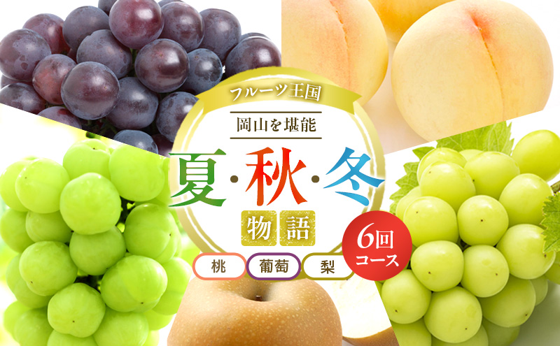 フルーツ 定期便 2026年 先行予約 フルーツ王国 岡山を堪能 6回コース 夏・秋・冬物語 桃 もも 葡萄 ぶどう 梨 なし岡山県産 国産 果物 セット ギフト 瀬戸ジャイアンツ シャインマスカット 晴王 紫苑 