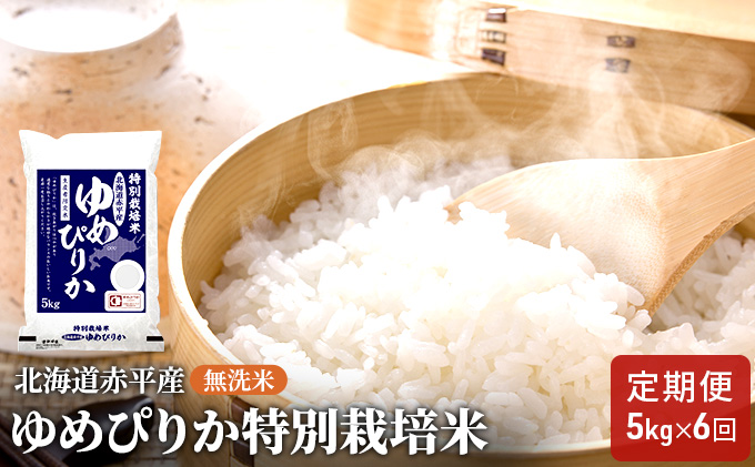 無洗米 北海道赤平産 ゆめぴりか 5kg 特別栽培米 【6回お届け】 米 北海道 定期便 ふるさと納税 