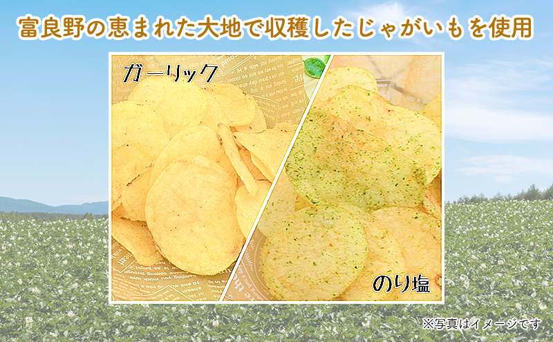 【3ヵ月に1回お届け】JAふらの ポテトチップス 【ふらのっち】のり塩＆ガーリック各12袋 計24袋 ふらの農業協同組合(南富良野町) 芋 菓子 スナック じゃがいも お菓子 ポテチ 定期便 