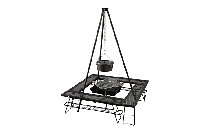 焚き火台 TKB-ST43 アイリスオーヤマ キャンプ用品 アウトドア用品 アウトドアグッズ キャンプ 簡単組み立て 網付き ダッチオーブン調理 耐熱黒塗装 