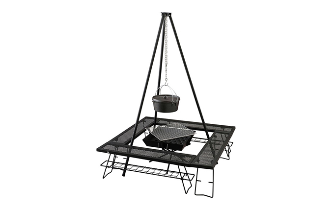 焚き火三脚 TKB-TP135 アイリスオーヤマ キャンプ用品 アウトドア用品 アウトドアグッズ キャンプ 簡単組み立て ローテーブル 棚 サイドテーブル 調理台