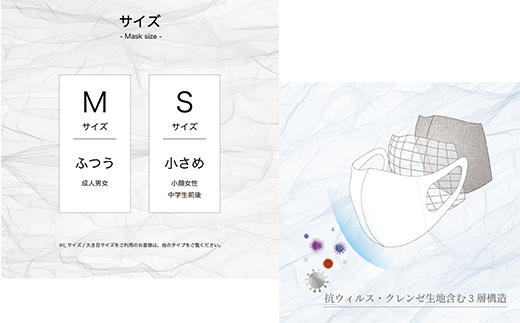 【Sサイズ】クレンゼマスク1枚 ベーシック 洗えるマスク
