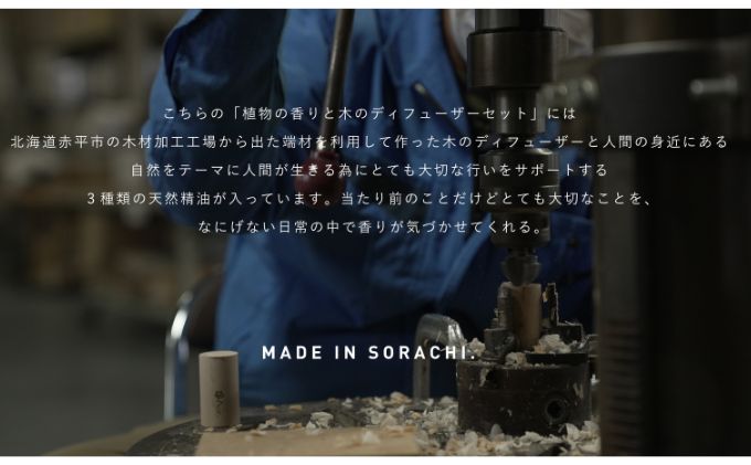 植物の香りと木のディフューザーセット アロマディフューザー 自然がテーマ 3種の天然製油 レモン シダーウッド ベルガモット ラベンダー ギフト リラックス 