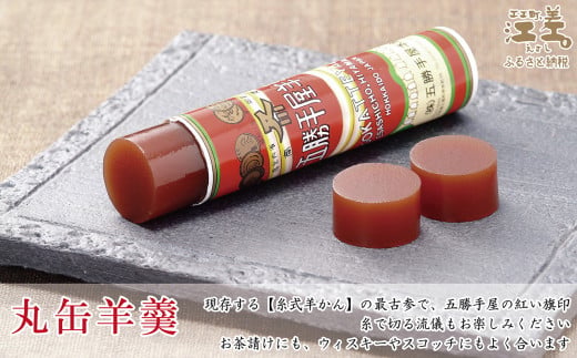 北海道江差町のふるさと納税 五勝手屋本舗『ミニ丸缶羊羹（ようかん）』4本セット　金時豆のようかん　保存料不使用　五勝手屋羊羹の老舗　和菓子　銘菓　名物　贈答用　ギフト