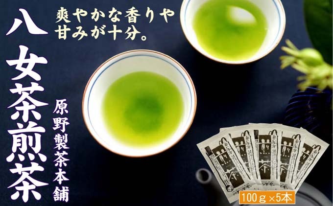 【福岡県朝倉市】煎茶 八女茶 5袋セット 100g×5袋 お茶 飲み物 飲料 お茶出し 日本茶 茶葉 お茶っ葉 爽やかな香り 甘み ほどよい渋味 バランス 飽きのこない味わい 鮮やかな色 普段用 お客様用