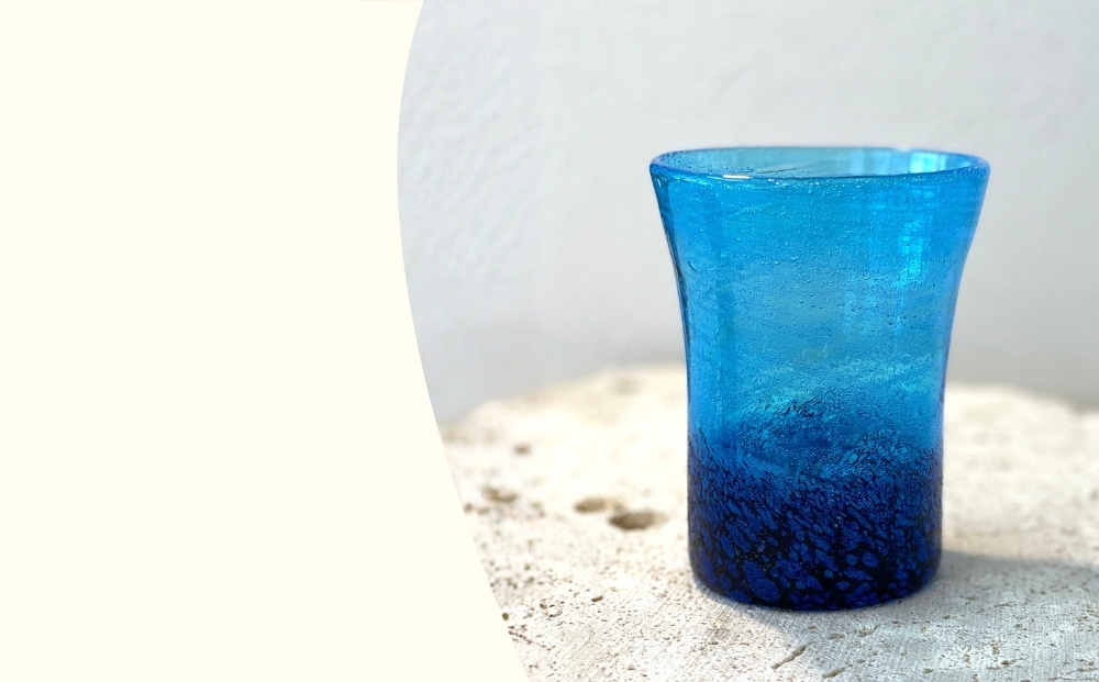 《琉球ガラス匠工房》紺碧の海・紺碧の夕陽グラスセット