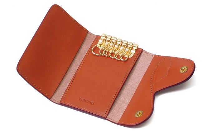 鞍 キーケース キャメル いたがき ファッション小物 ポケット付き 天然皮革 本革 手作り 