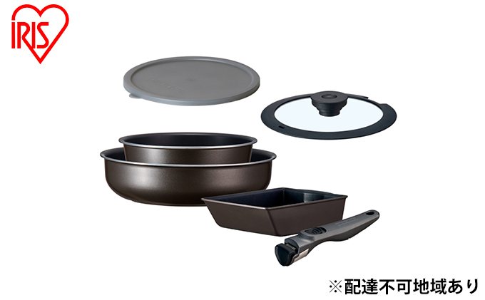 フライパン セット 深型 6点 セット 取っ手が取れる TERACOAT EHDC-S6S アイリスオーヤマ IH ih ガス IH対応 鍋 エッグパン 深型フライパン 蓋 調理器具 オーブン調理 ギフト プレゼント 贈答品 贈答 贈り物 