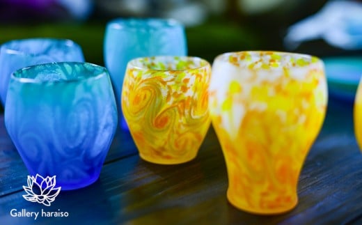 【琉球ガラス】マンゴー・丸口ロックグラス（ペア）