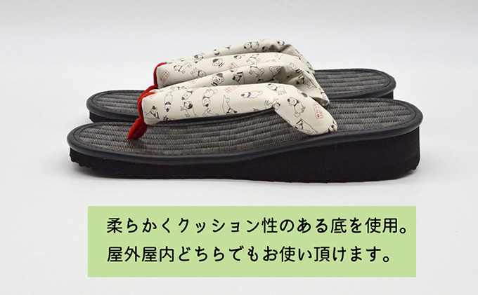 信貴×雪丸 ゆきまる雪駄 屋内屋外兼用 BW（前坪：赤） 履物 和 和テイスト お祭り お祭り衣装 小物 屋内外兼用 室内で履ける 太めの鼻緒 伝統的履物 手作業 日本の伝統 柄入り鼻緒 